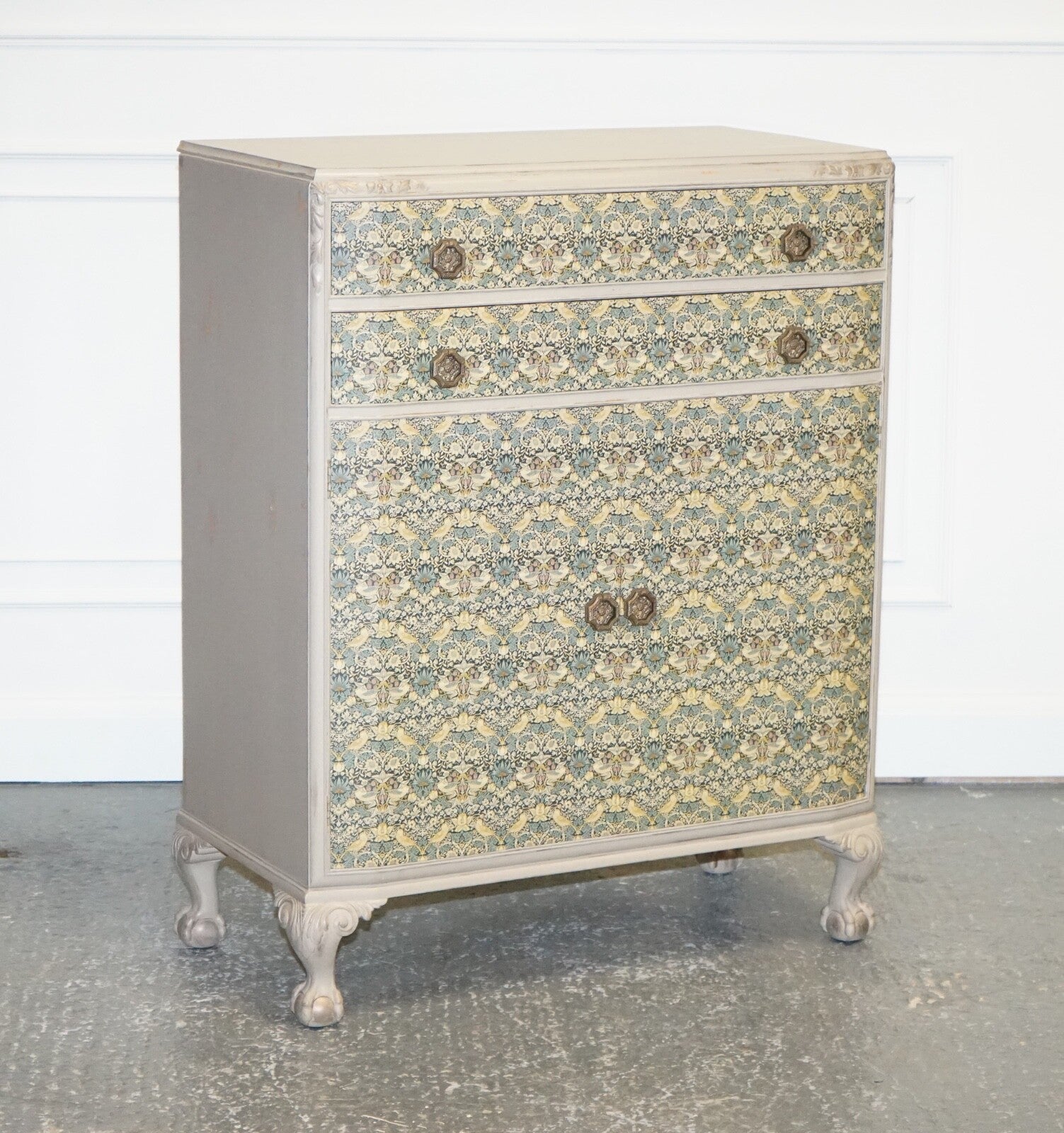 1930s WARING & GILLOW HAND PAINTED CHEST OF DRAWERS CUPBOARD WILLIAM MORRIS