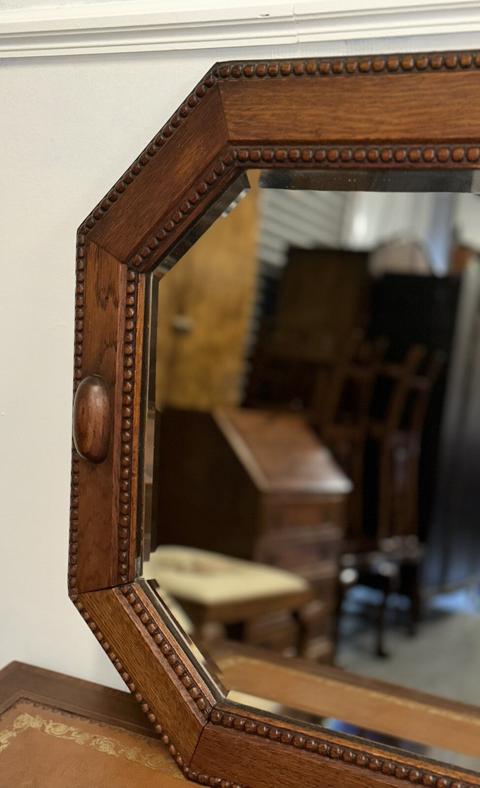 ART DECO 1920's BEVELLED MIRROR OAK MIRROR