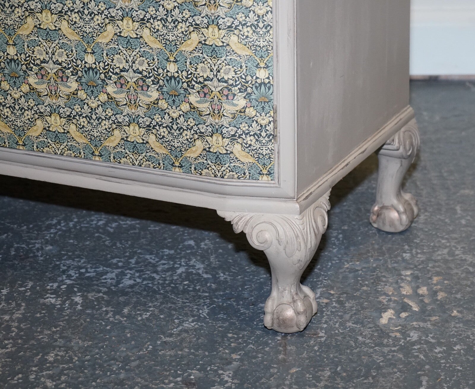 1930s WARING & GILLOW HAND PAINTED CHEST OF DRAWERS CUPBOARD WILLIAM MORRIS