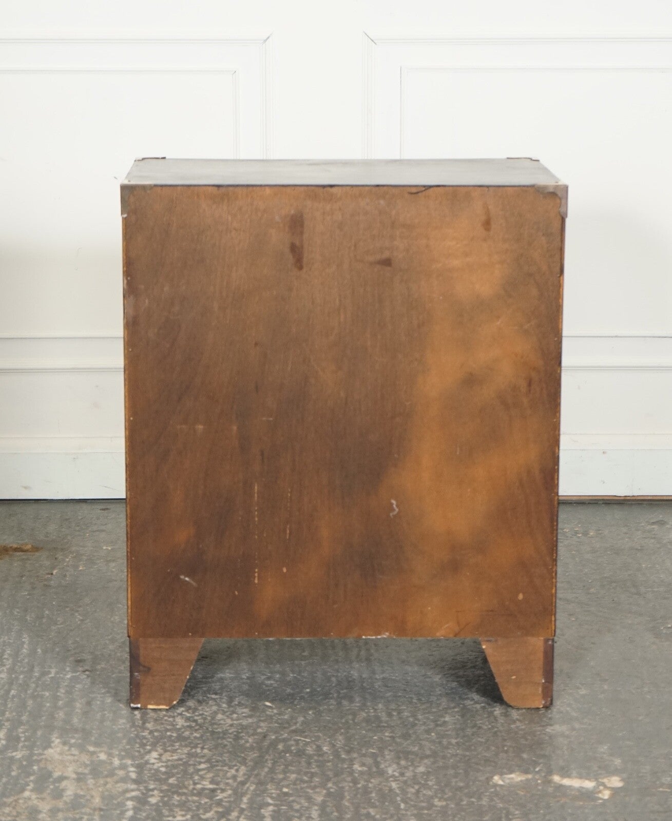 VINTAGE MILITARY CAMPAIGN SECRETAIRE CHEST OF DRAWERS WITH AGED GREEN LEATHER