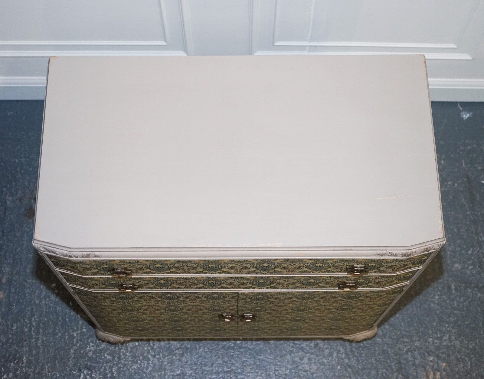 1930s WARING & GILLOW HAND PAINTED CHEST OF DRAWERS CUPBOARD WILLIAM MORRIS