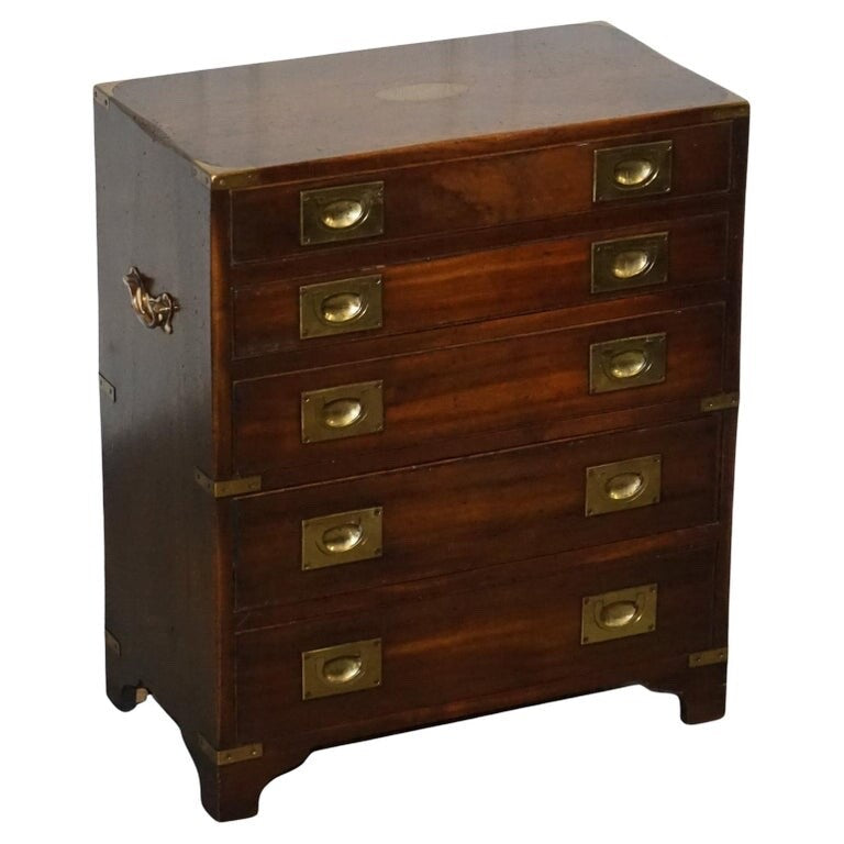 VINTAGE HARRODS KENNEDY BRASS MILITARY CAMPAIGN CHEST OF DRAWERS