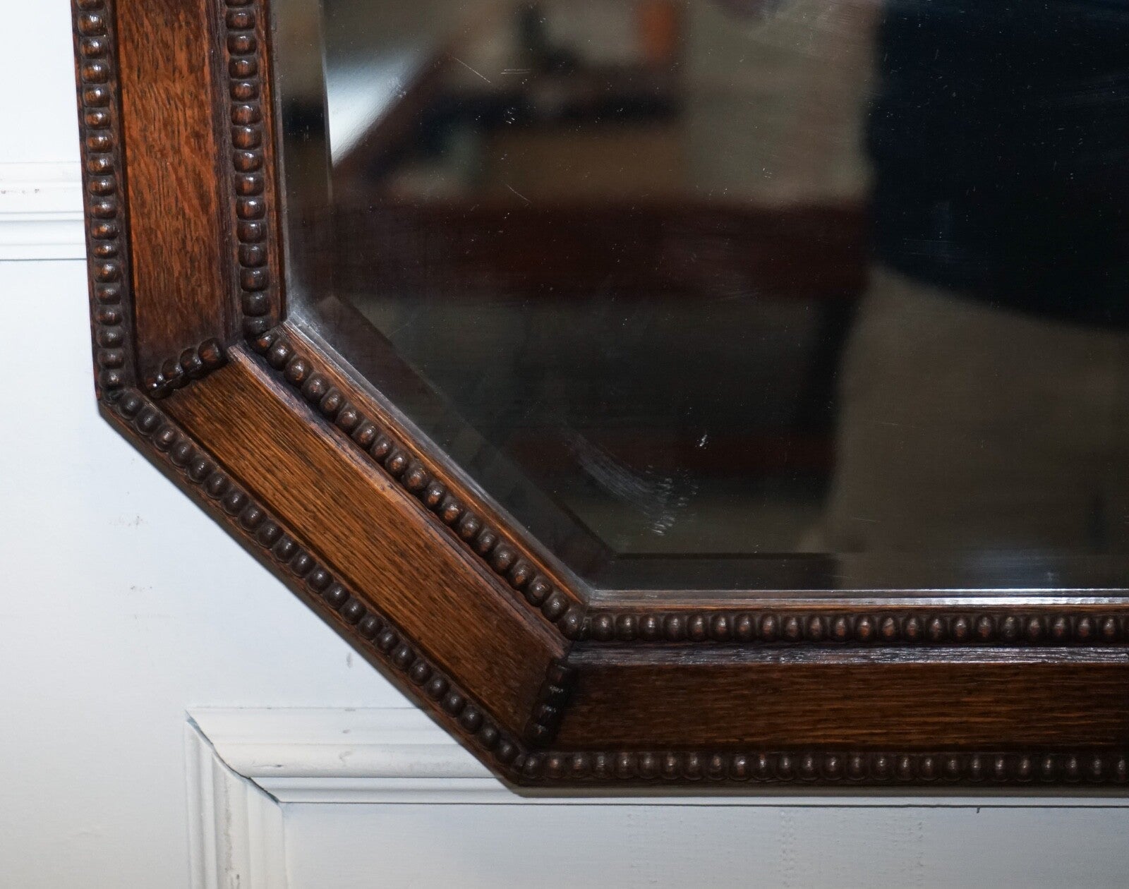 ANTIQUE EDWARDIAN CIRCA 1920 COUNTRY HOUSE  WALL MOUNTED CARVED BOBBIN  MIRROR