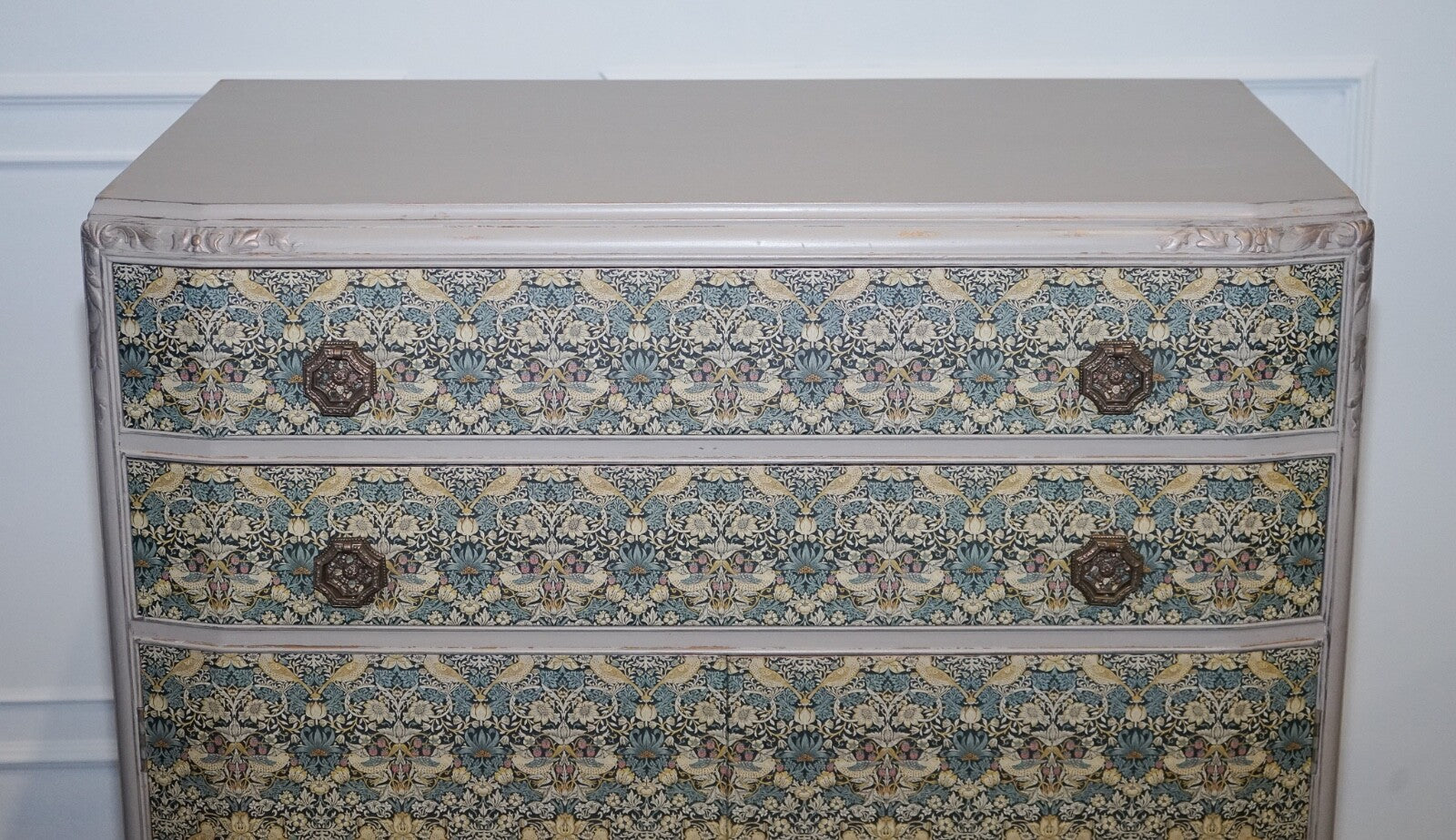 1930s WARING & GILLOW HAND PAINTED CHEST OF DRAWERS CUPBOARD WILLIAM MORRIS