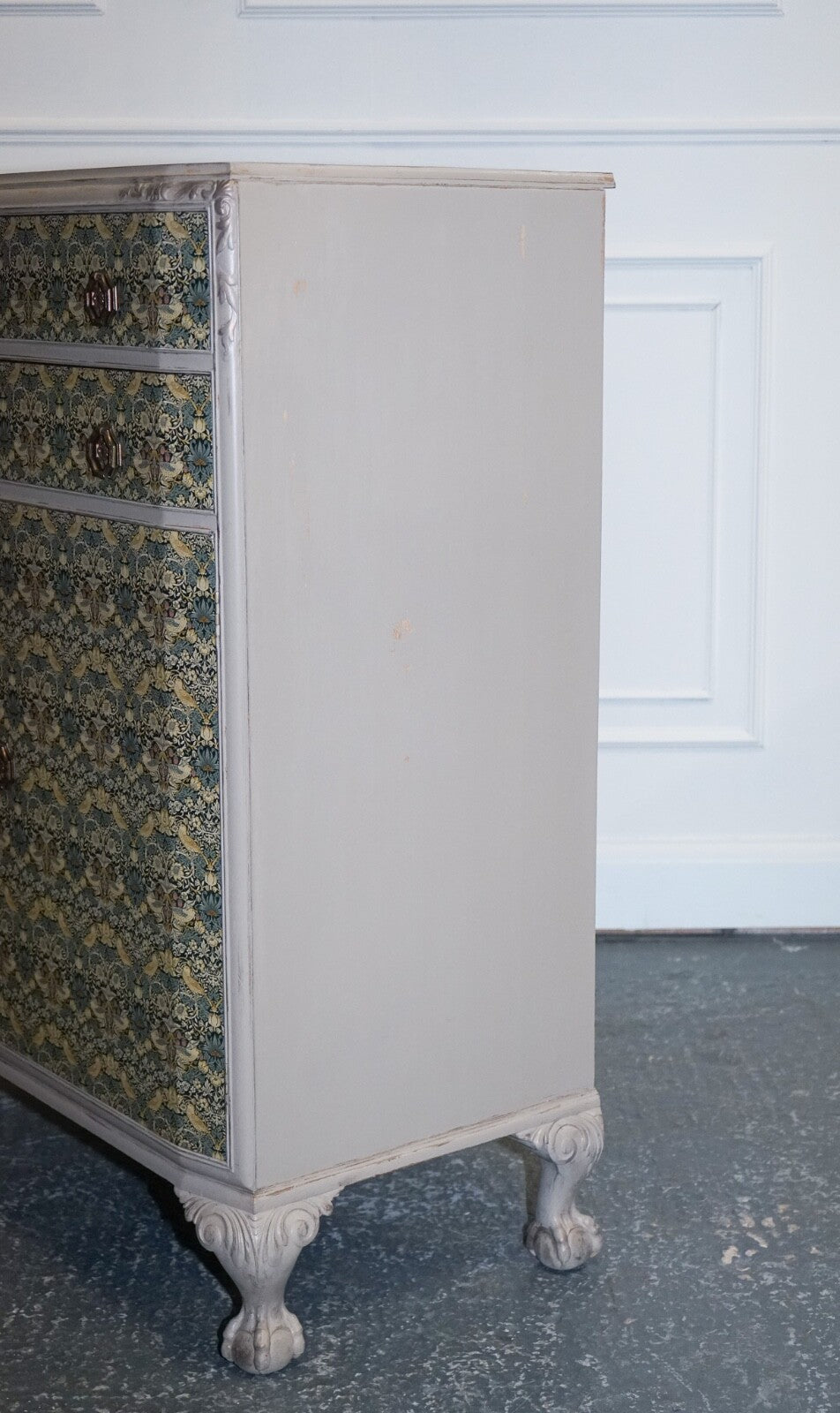 1930s WARING & GILLOW HAND PAINTED CHEST OF DRAWERS CUPBOARD WILLIAM MORRIS