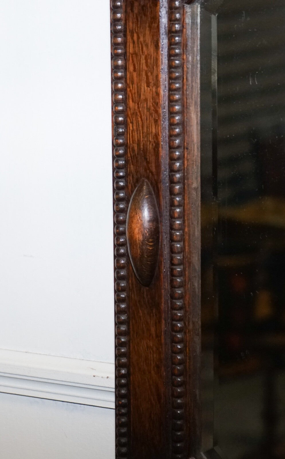ANTIQUE EDWARDIAN CIRCA 1920 COUNTRY HOUSE  WALL MOUNTED CARVED BOBBIN  MIRROR