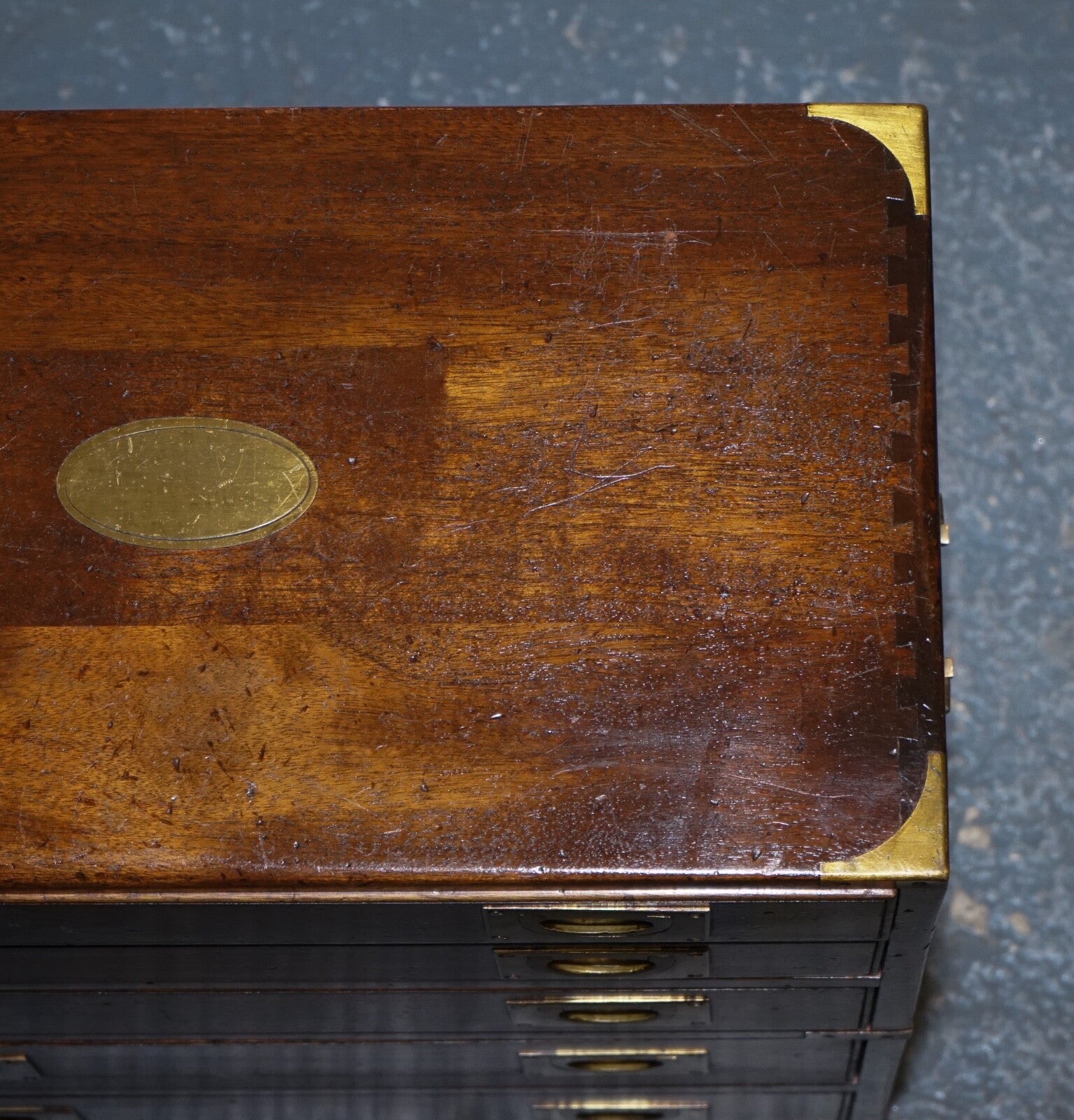 VINTAGE HARRODS KENNEDY BRASS MILITARY CAMPAIGN CHEST OF DRAWERS