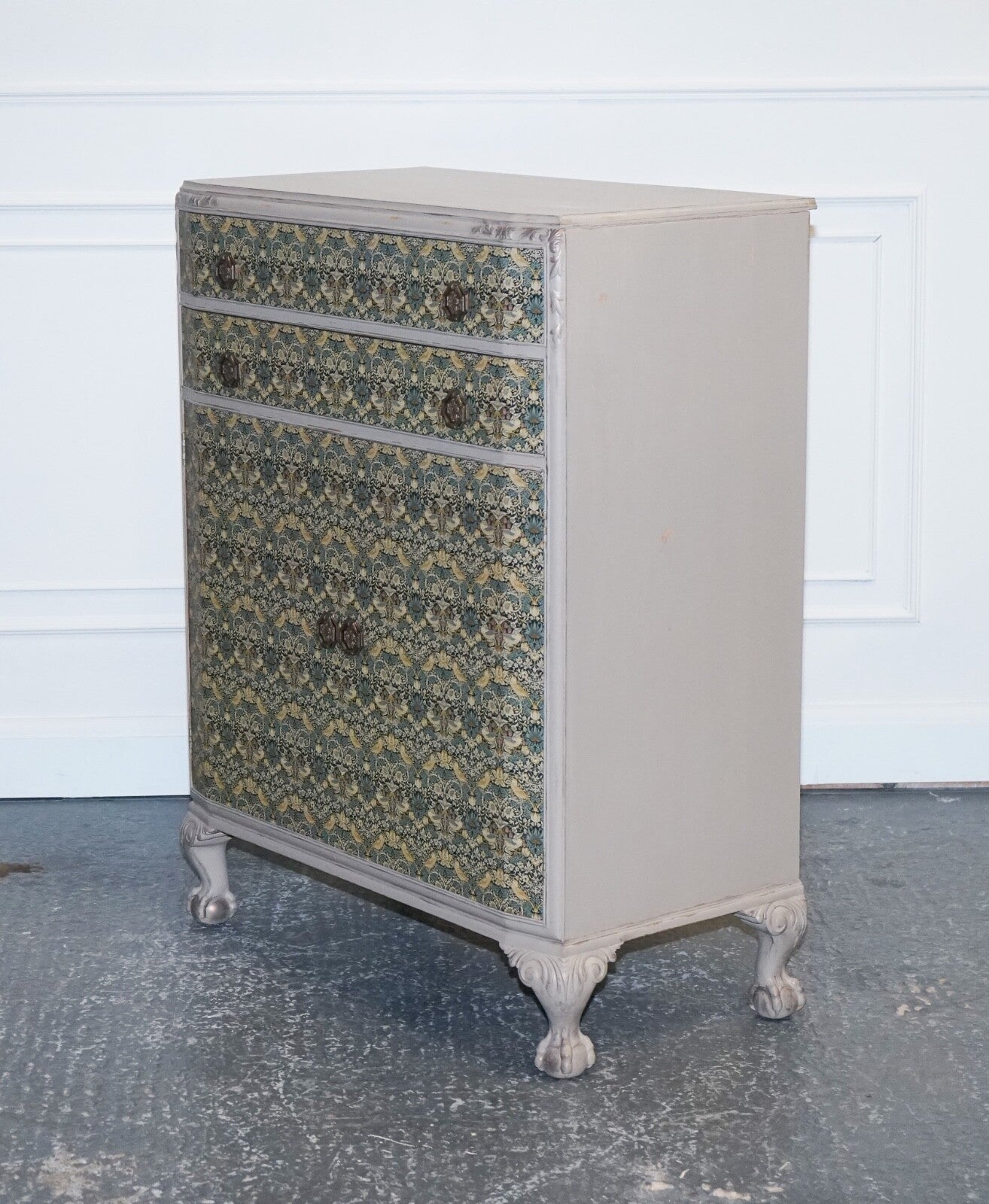 1930s WARING & GILLOW HAND PAINTED CHEST OF DRAWERS CUPBOARD WILLIAM MORRIS