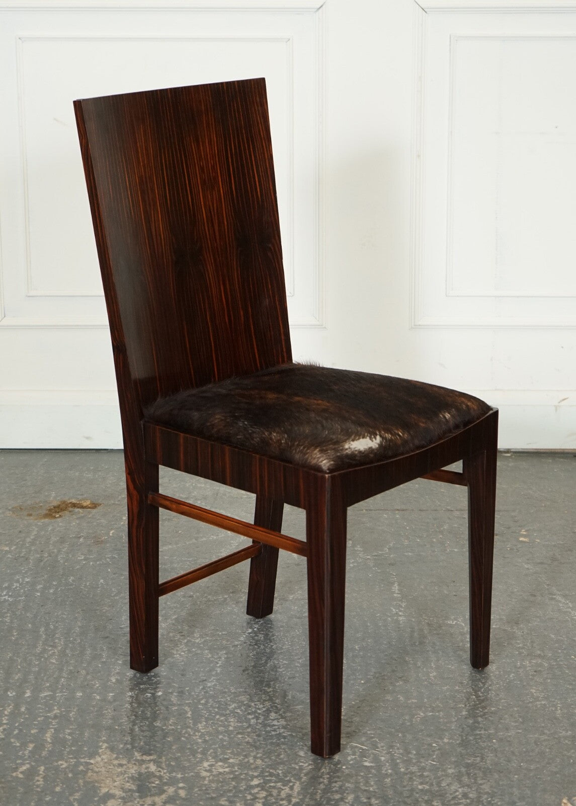 ART DECO STYLE THEODORE ALEXANDER OFFICE SIDE CHAIR WITH PONY HIDE SEAT