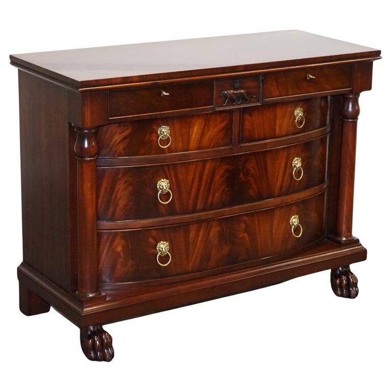 RALPH LAUREN FRENCH EMPIRE STYLE FLAMED MAHOGANY CHEST OF DRAWERS