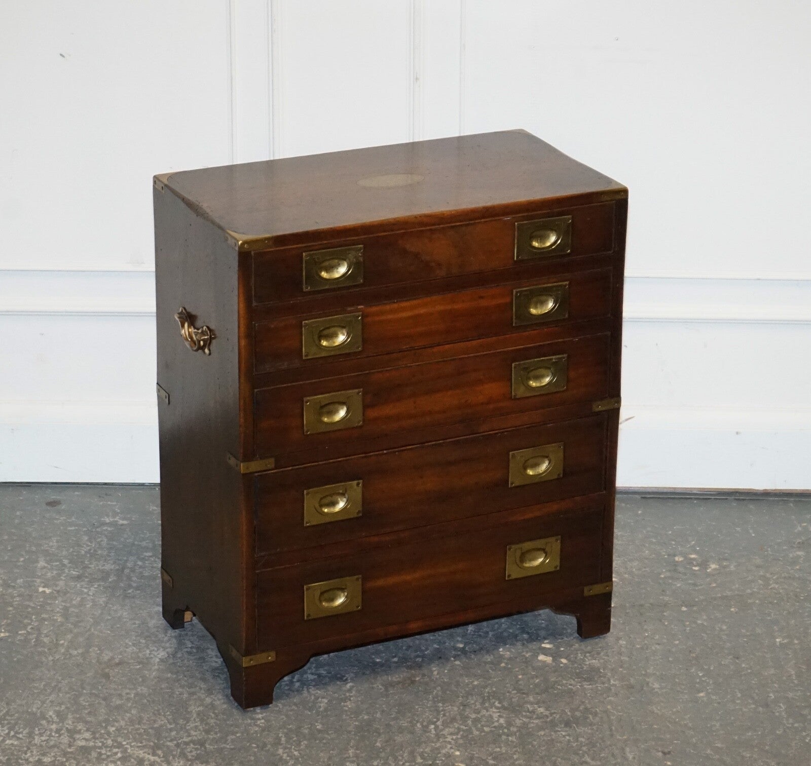 VINTAGE HARRODS KENNEDY BRASS MILITARY CAMPAIGN CHEST OF DRAWERS