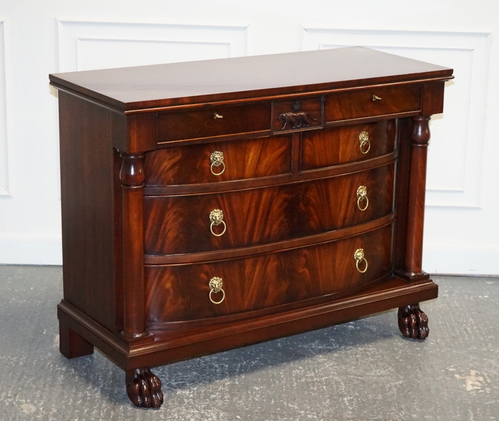 RALPH LAUREN FRENCH EMPIRE STYLE FLAMED MAHOGANY CHEST OF DRAWERS