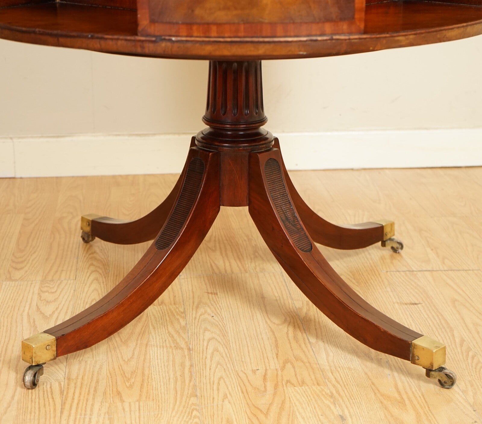 REGENCY STYLE REVOLVING BOOKCASE DRUM TABLE HAND DYED WHISKEY BROWN