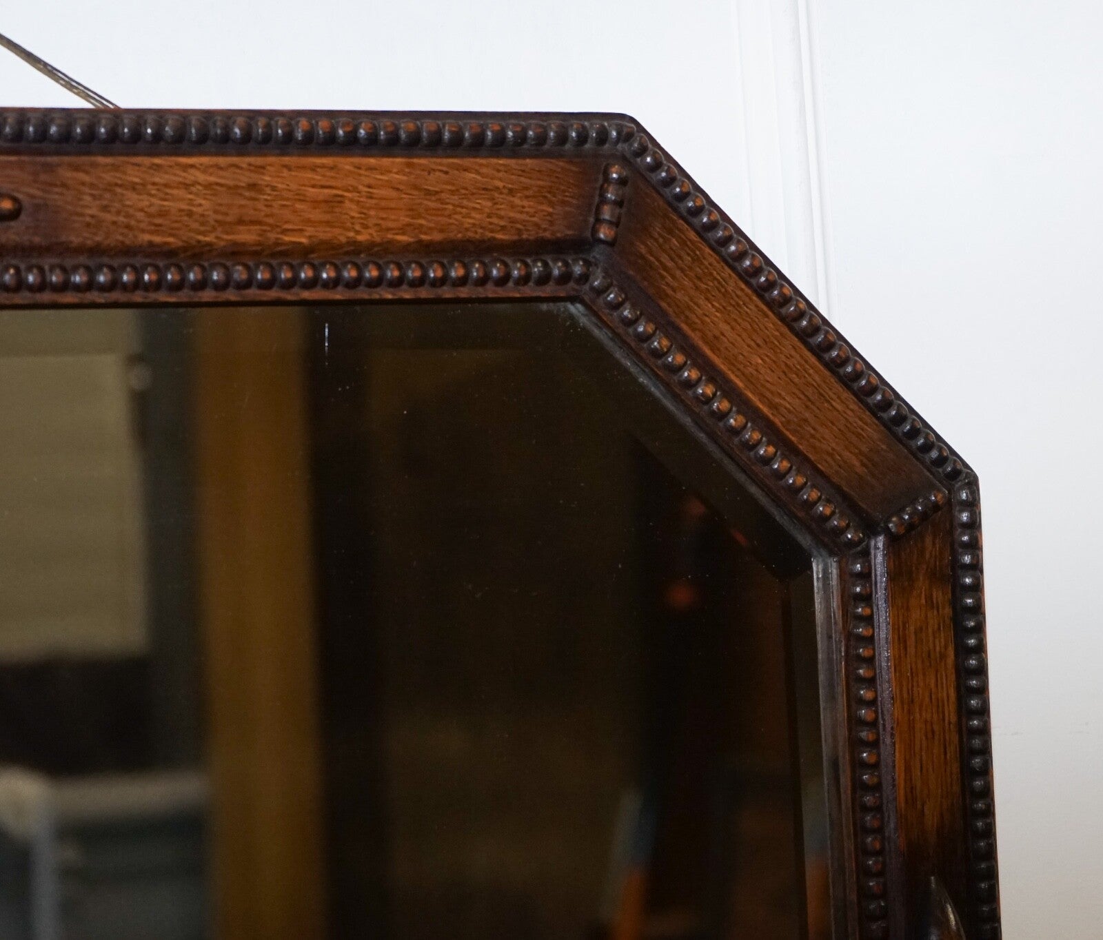 ANTIQUE EDWARDIAN CIRCA 1920 COUNTRY HOUSE  WALL MOUNTED CARVED BOBBIN  MIRROR