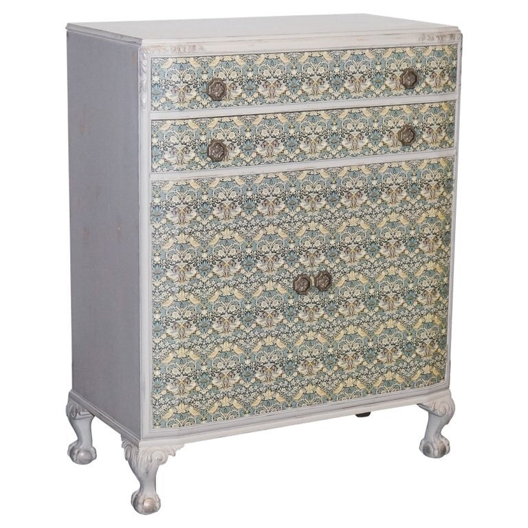 1930s WARING & GILLOW HAND PAINTED CHEST OF DRAWERS CUPBOARD WILLIAM MORRIS