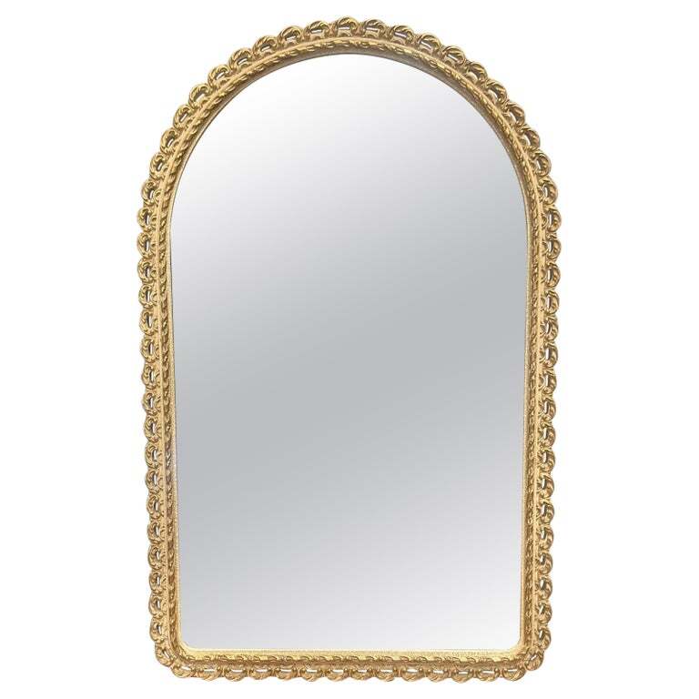 1950'S VINTAGE JOHN ''HALLS GALVO'' DAMP PROOF WHITE AND GOLD WALL MIRROR