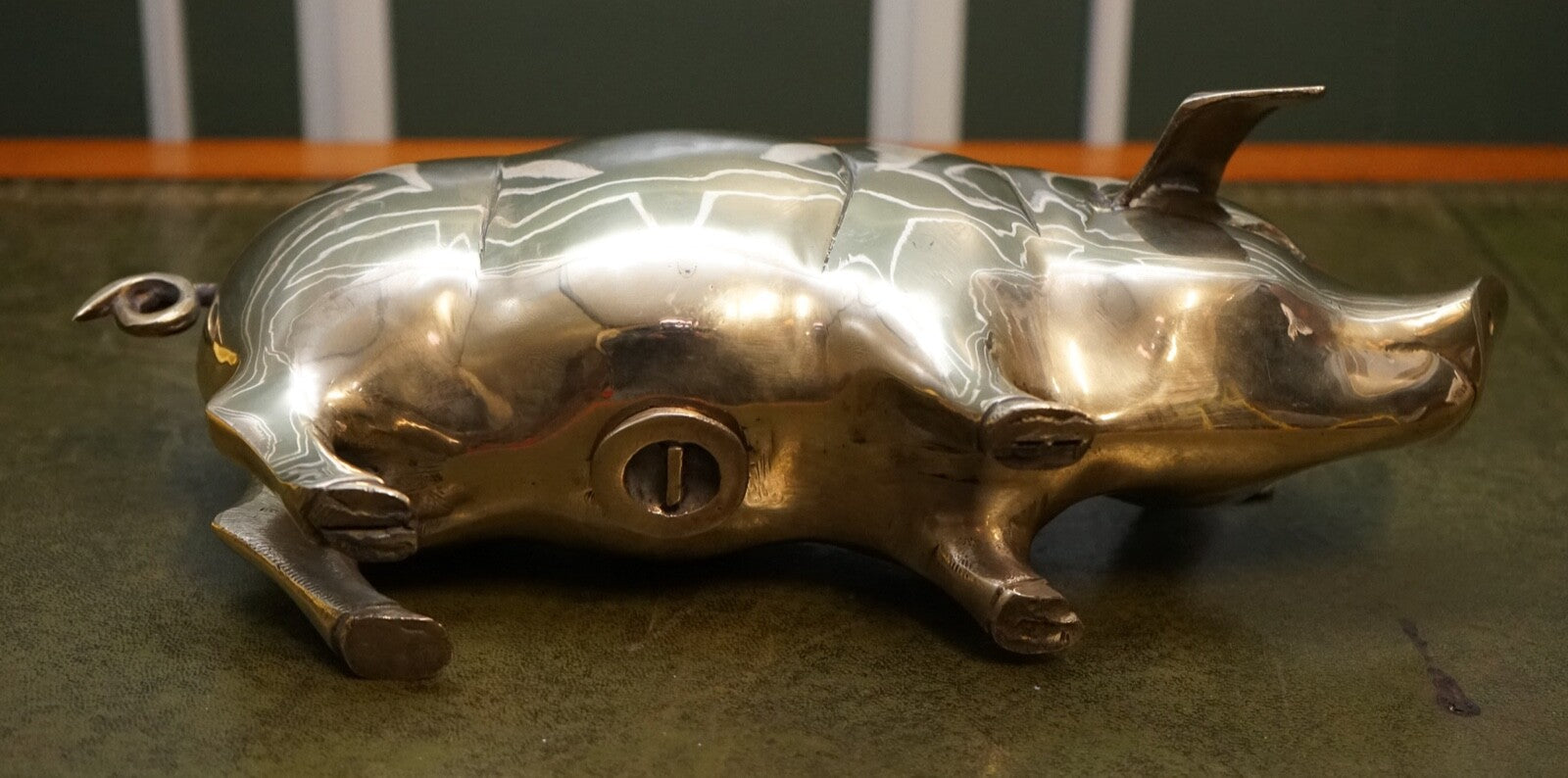 1920s ANTIQUE DECORATIVE BRASS PIGGY BANK