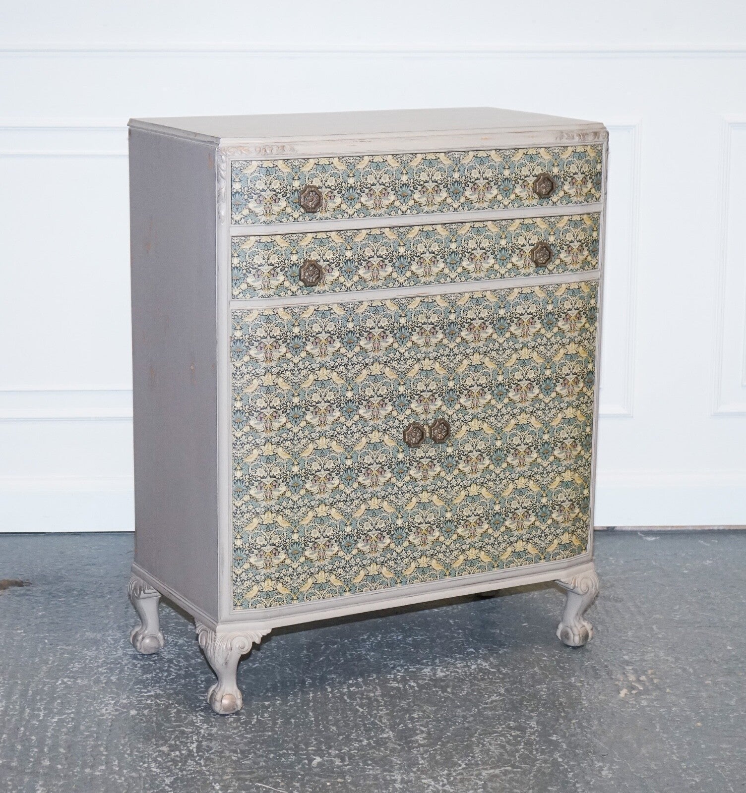 1930s WARING & GILLOW HAND PAINTED CHEST OF DRAWERS CUPBOARD WILLIAM MORRIS