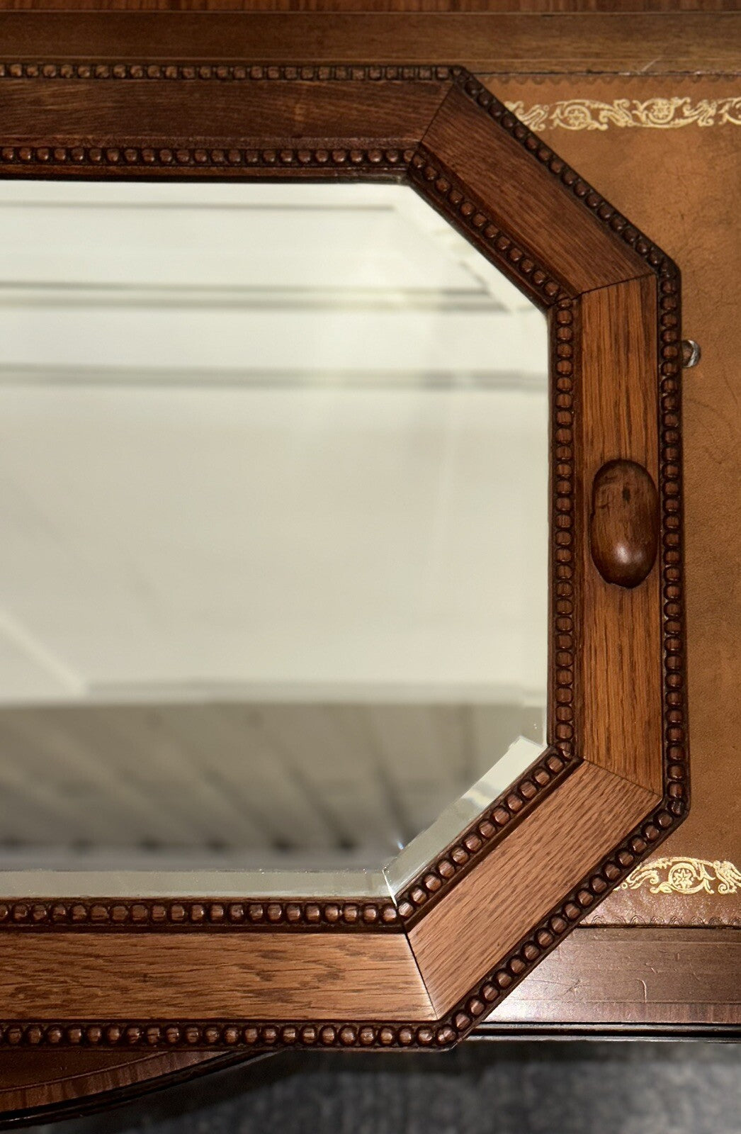 ART DECO 1920's BEVELLED MIRROR OAK MIRROR