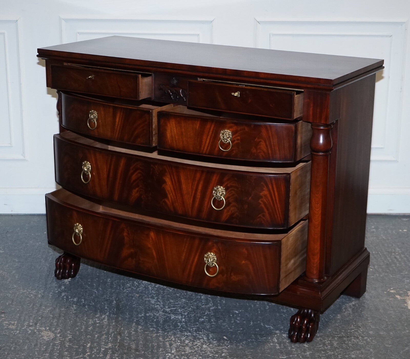 RALPH LAUREN FRENCH EMPIRE STYLE FLAMED MAHOGANY CHEST OF DRAWERS