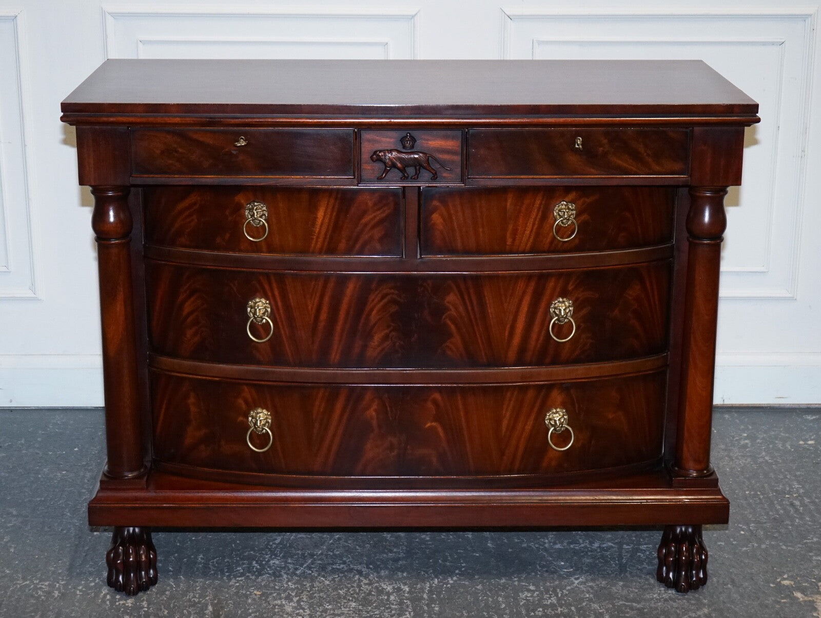 RALPH LAUREN FRENCH EMPIRE STYLE FLAMED MAHOGANY CHEST OF DRAWERS