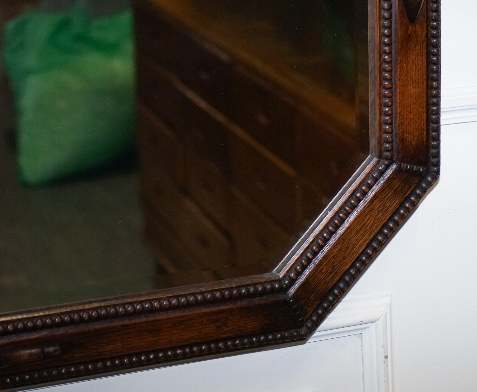 ANTIQUE EDWARDIAN CIRCA 1920 COUNTRY HOUSE  WALL MOUNTED CARVED BOBBIN  MIRROR