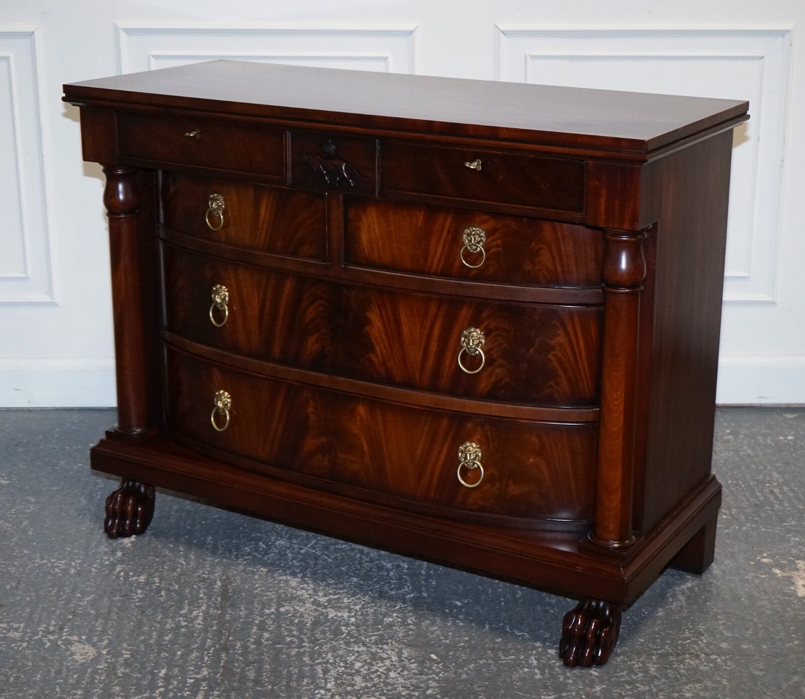 RALPH LAUREN FRENCH EMPIRE STYLE FLAMED MAHOGANY CHEST OF DRAWERS