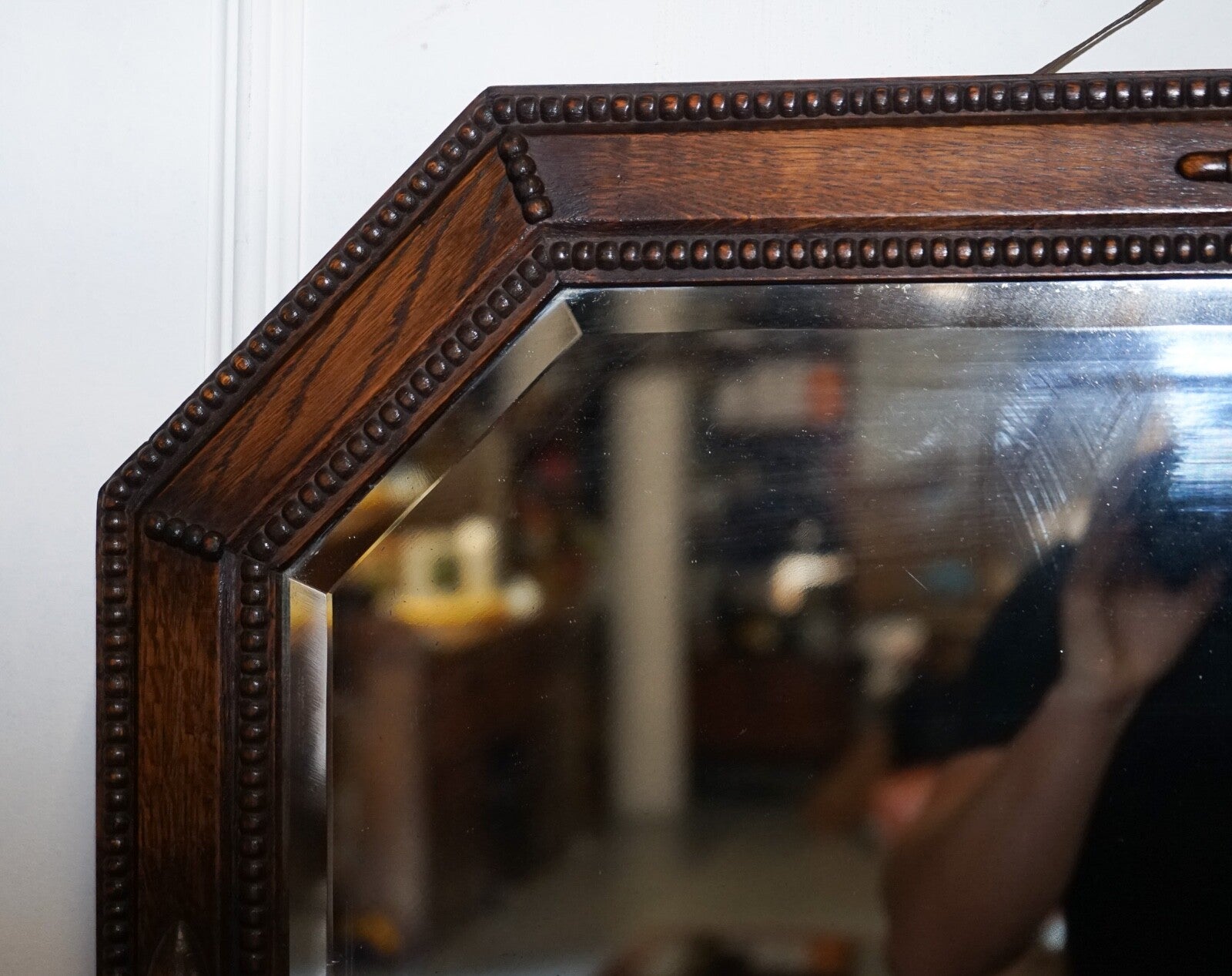 ANTIQUE EDWARDIAN CIRCA 1920 COUNTRY HOUSE  WALL MOUNTED CARVED BOBBIN  MIRROR