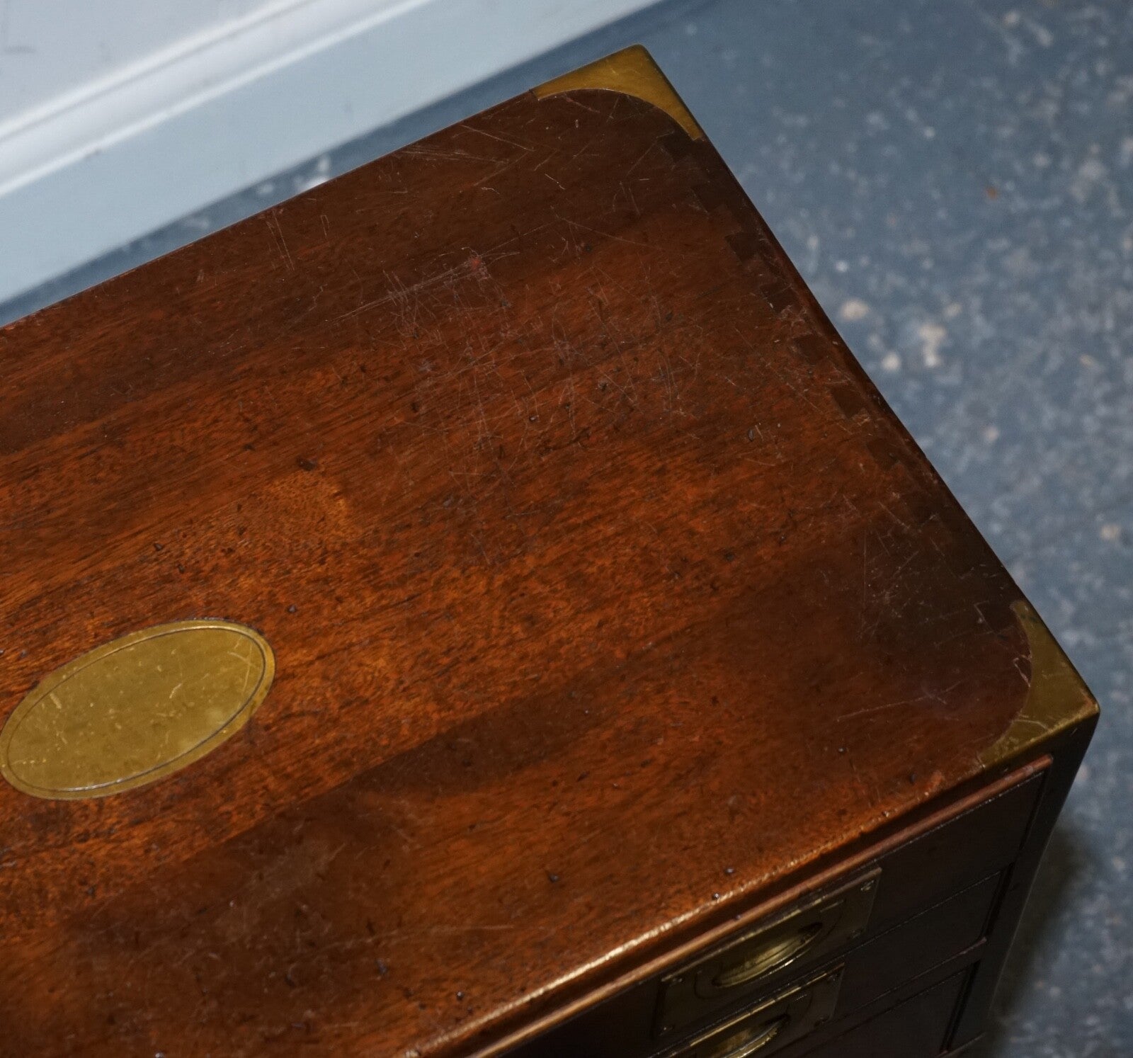 VINTAGE HARRODS KENNEDY BRASS MILITARY CAMPAIGN CHEST OF DRAWERS