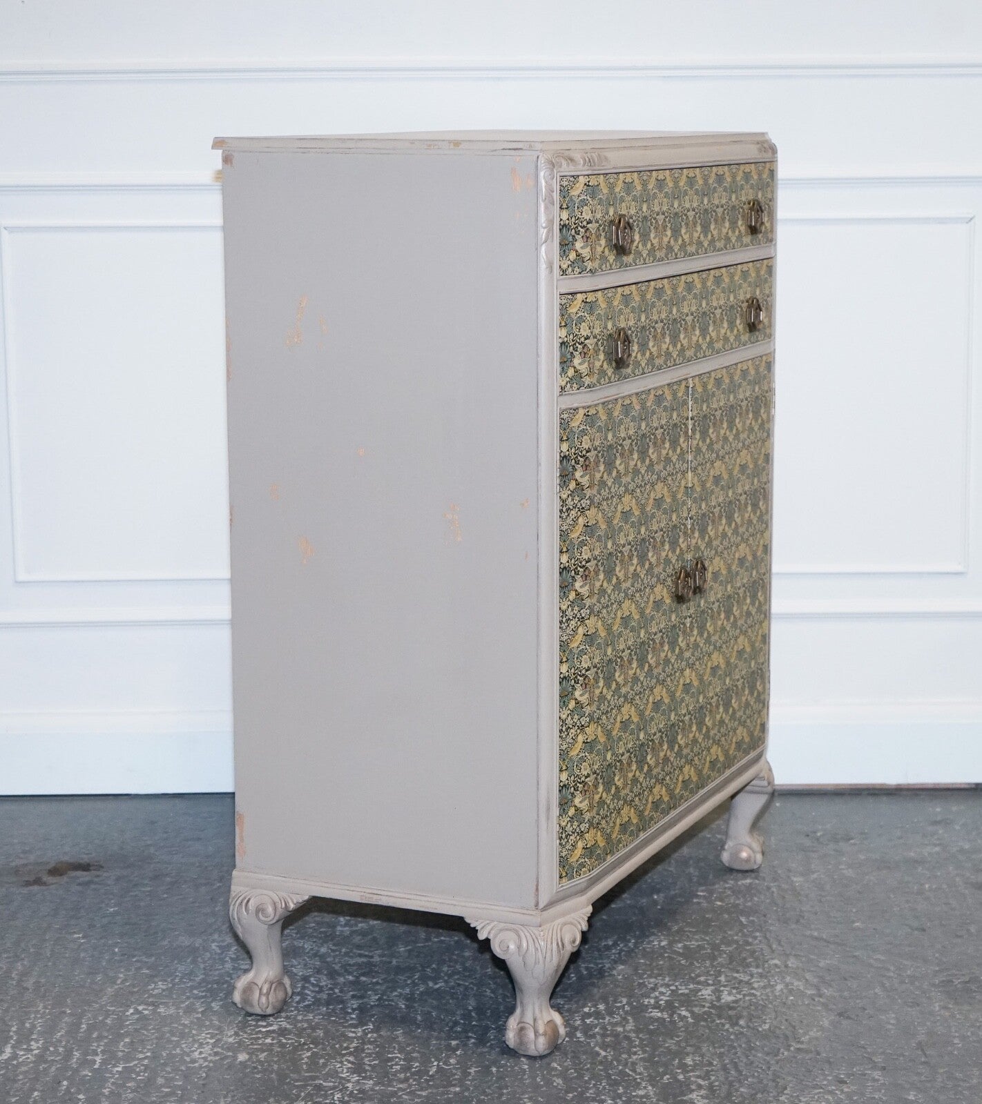 1930s WARING & GILLOW HAND PAINTED CHEST OF DRAWERS CUPBOARD WILLIAM MORRIS